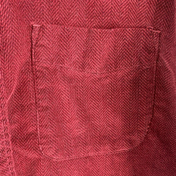 EDDIE BAUER Mens Burgundy Corduroy Herringbone Button Down Shirt Size XL Tall - Picture 6 of 13